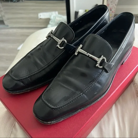 Salvatore Ferragamo Leather Dress Shoes Fenice Black Calf New Salvatore Ferragamo Suave Black Leather Gancio Bit Loafers main image 3